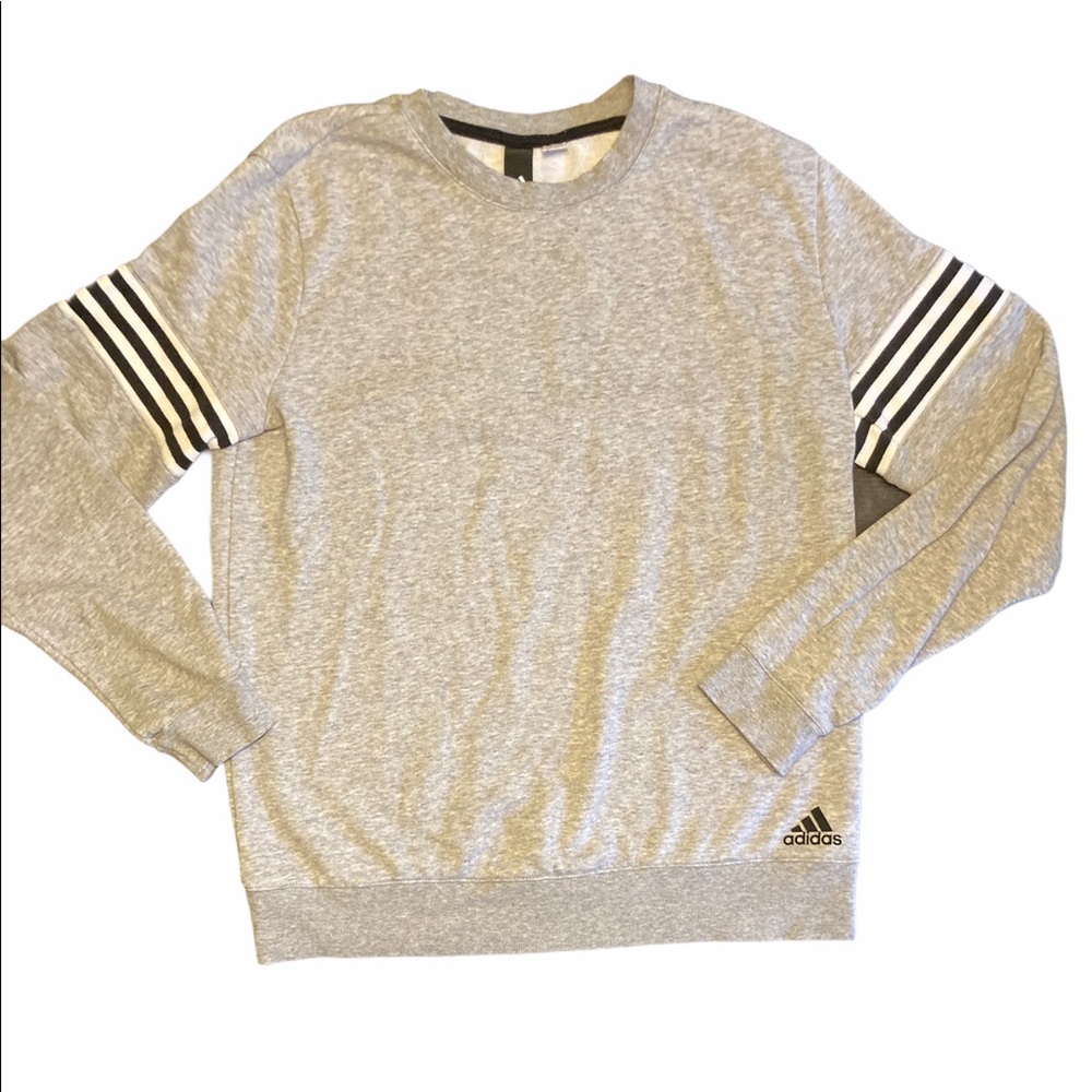 Adidas Gray long sleeve Tee. Navy/White stripes
